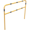Protective bar made of steel tubing |  48 x 2.5 mm | with crossbar | total width: 2000 mm | total height: 1400 mm | hot-dip galvanized and yellow coatedwith black warning stripes